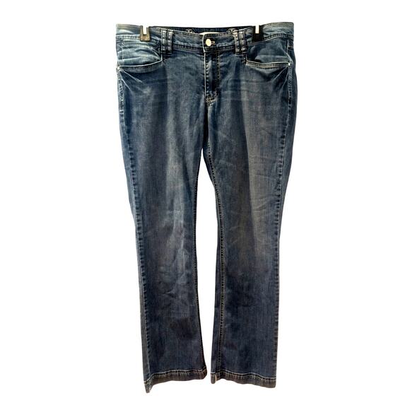 White House Black Market Noir Straight Leg Jeans Size 12R Womens Medium Wash - Picture 1 of 6